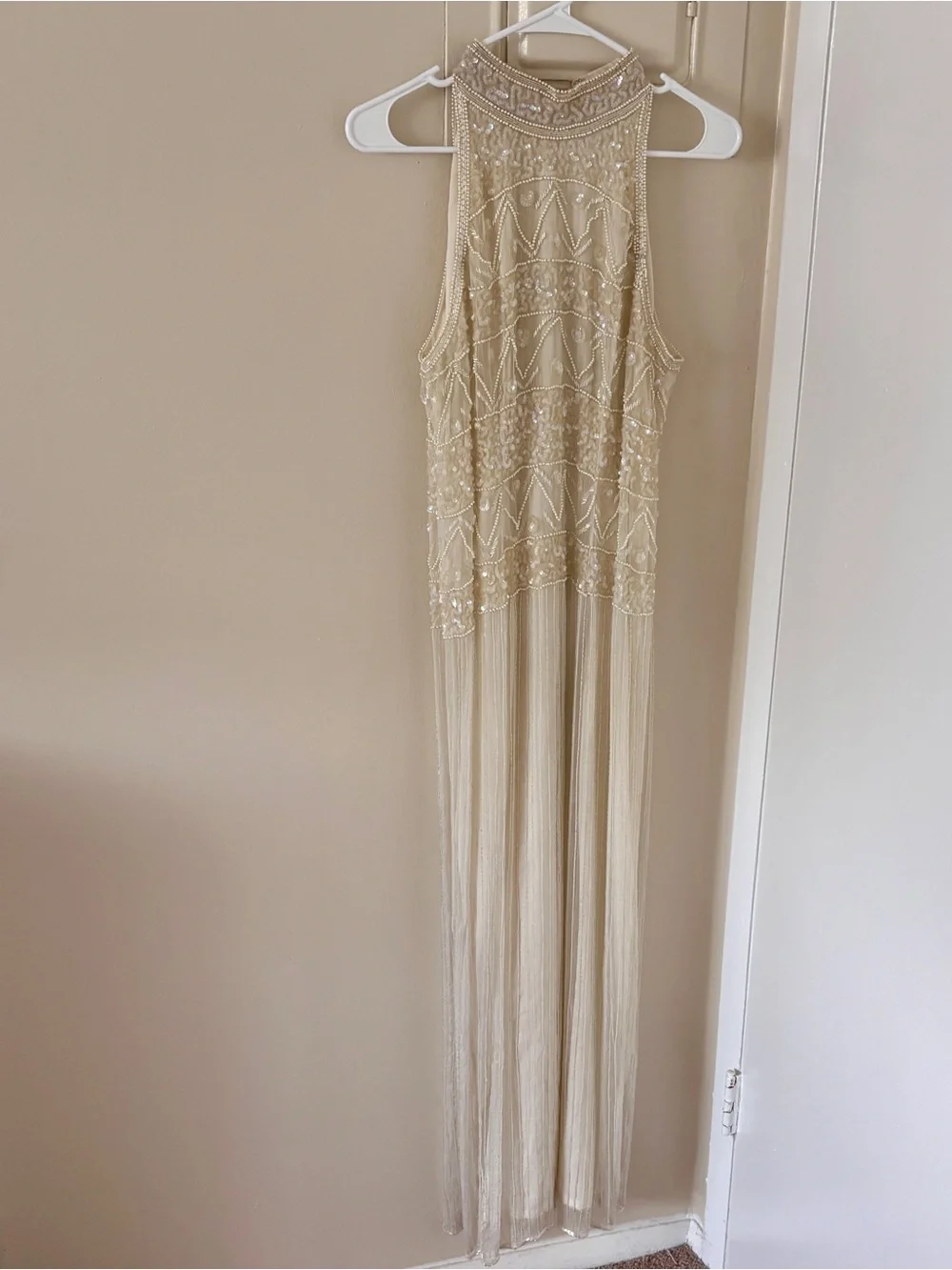 Vintage Ivory Beaded & Sequin Formal Dress - Picture 2 of 13
